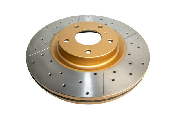 DBA Street Gold Cross-Drilled Slotted Hub-Type Rotor Front Nissan 350Z