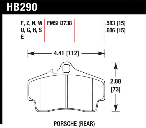 Hawk 98 Targa 4 Blue 9012 Brake Pads, Rear, Porsche 911 / Boxster (986/987/996/997)
