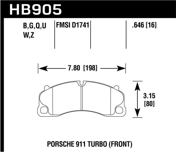 Hawk ER-1 Brake Pad Set, Front, Porsche 911 (991/992)