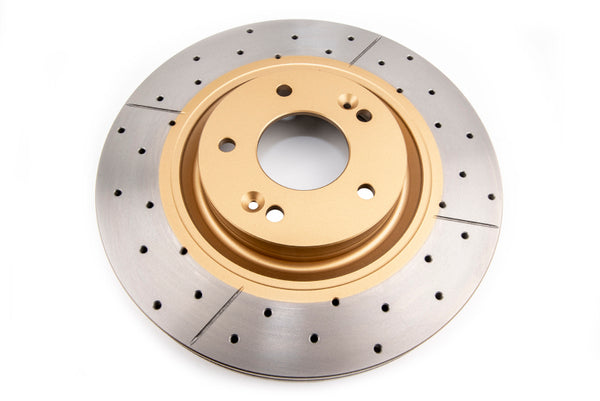 DBA Street Gold Cross-Drilled Slotted Rotor, Front — Toyota Corolla 2007+