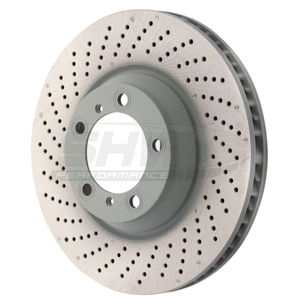 SHW Performance SHW 3.8L without Ceramics Left Drilled-Dimple MB Brake Rotor 99735140501, Front, Porsche 911 Turbo (991/997)