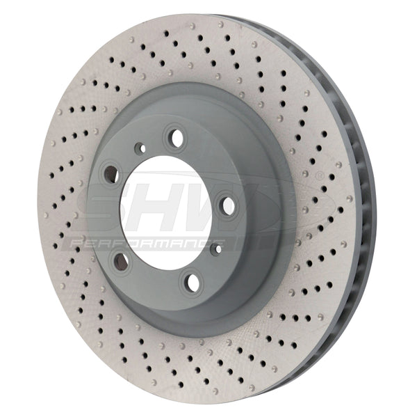 SHW Performance SHW 4 without Ceramics Right Drill-Dimp MB Brake Rotor 99135140401, Front, Porsche 911 (991)