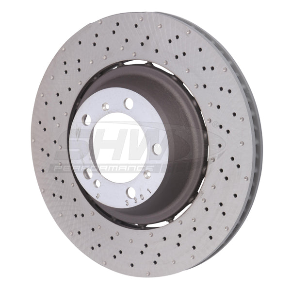 SHW Performance SHW 3.8L without Ceramics Left Drilled-Dimpled LW Brake Rotor 99135240703, Rear, Porsche 911 Turbo (991)