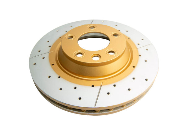 DBA Street Gold Cross-Drilled Slotted Rotor, Front — Volkswagen Touareg 2002+ / Porsche Cayenne 2004+