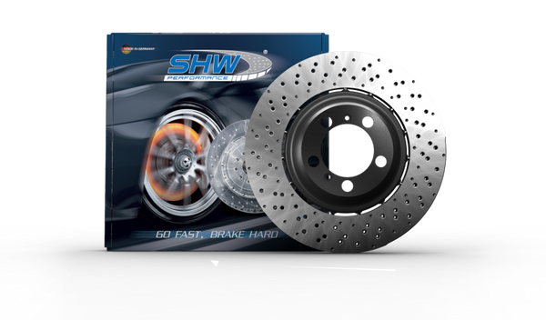 SHW Performance SHW 3.8L without Ceramics Left Drill-Dimp LW Brake Rotor 99735240598, Rear, Porsche 911 GT3 (997)