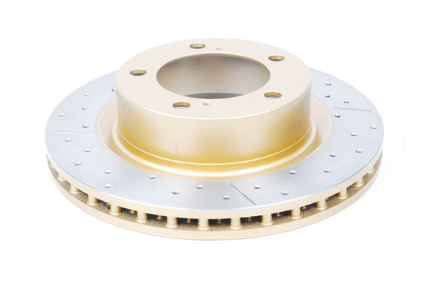 DBA Street Gold Cross-Drilled Slotted Rotor Front