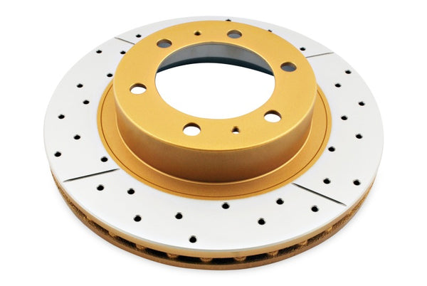 DBA Street Gold Cross-Drilled Slotted Rotor Front
