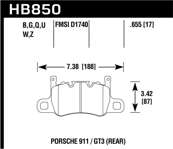 Hawk DTC-60 Race Brake Pads, Rear, Porsche 911 GT3 (991)