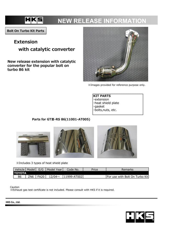 Hks Extension With Cat For Bot ZN6/ZC6