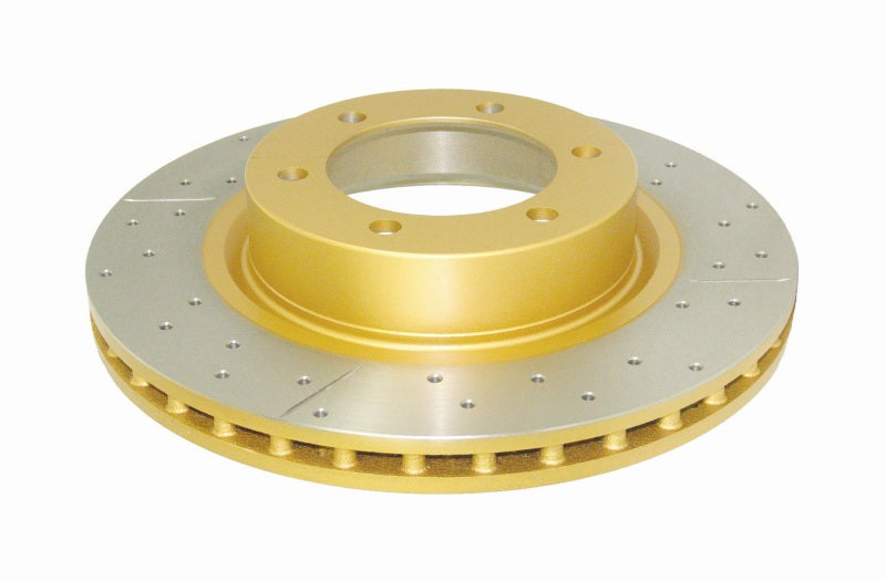 DBA Street Gold Cross-Drilled Slotted Rotor Front