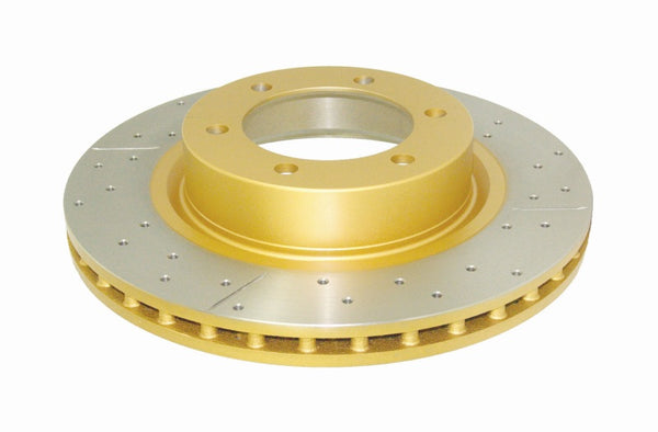 DBA Street Gold Cross-Drilled Slotted Rotor Front