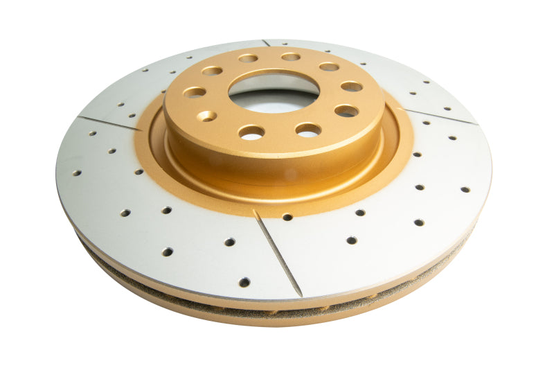 DBA Street Gold Cross-Drilled/Slotted Front Rotor VW Golf/Jetta/Tiguan