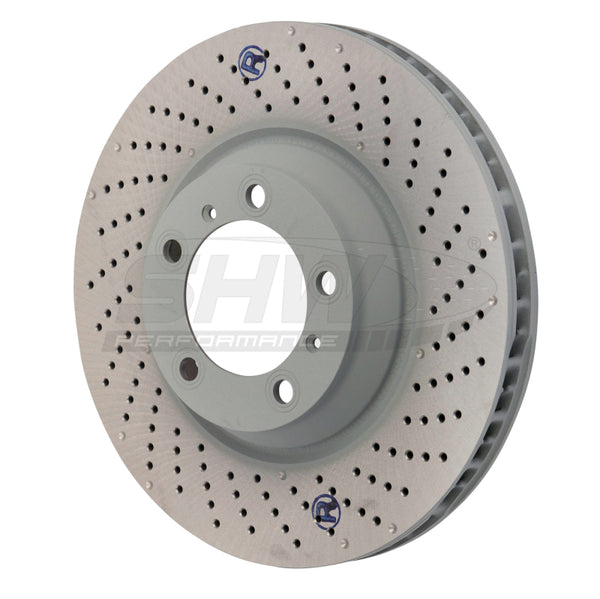 SHW Performance SHW without Ceramic Brakes Right Drill-Dimp MB Brake Rotor 99735140601, Front, Porsche 911 Turbo (991/997)