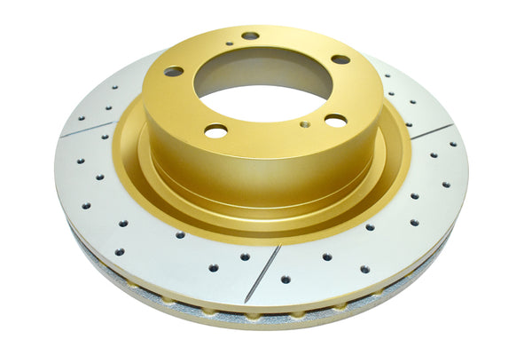 DBA Street Gold Cross-Drilled Slotted Rotor Front
