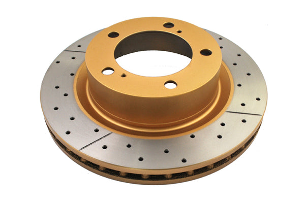 DBA Street Gold Cross-Drilled Slotted Rotor Front
