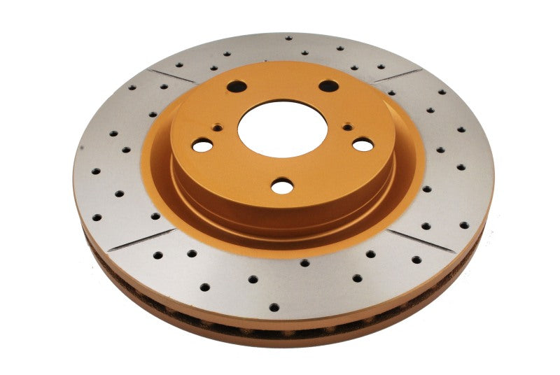 DBA Street Gold Cross-Drilled Slotted Rotor Front