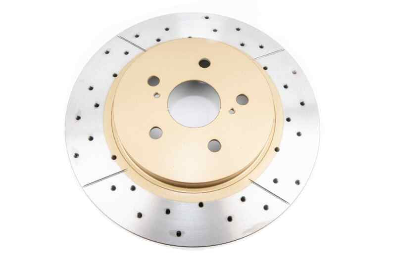 DBA Street Gold Cross-Drilled Slotted Rotor Front