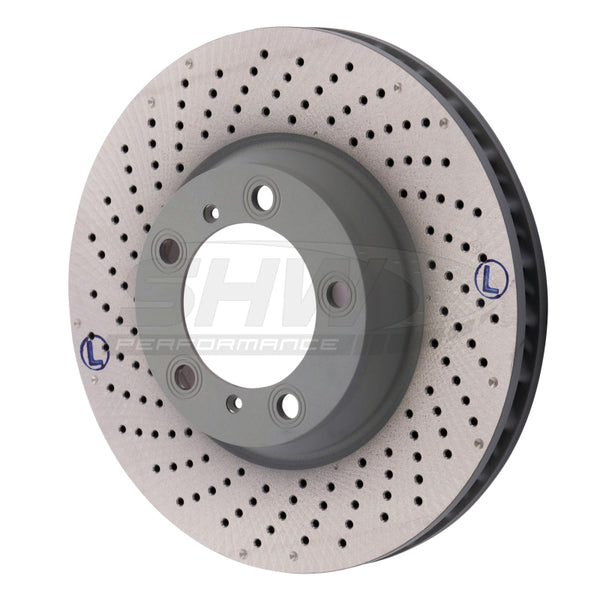 SHW Performance SHW Carrera4 3.8L without Ceramic Brakes Left Frt Drill-Dimp MB Rotor 99635140904, Porsche 911 (991)
