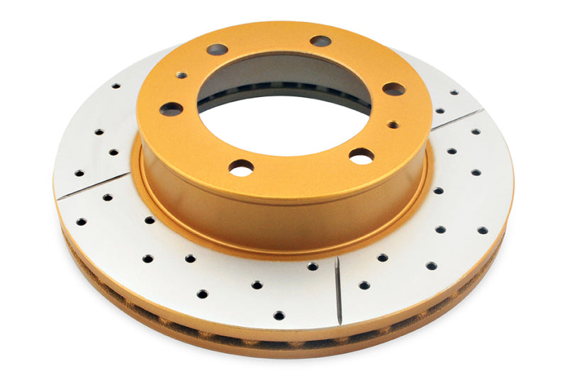 DBA Street Gold Cross-Drilled Slotted Rotor Front