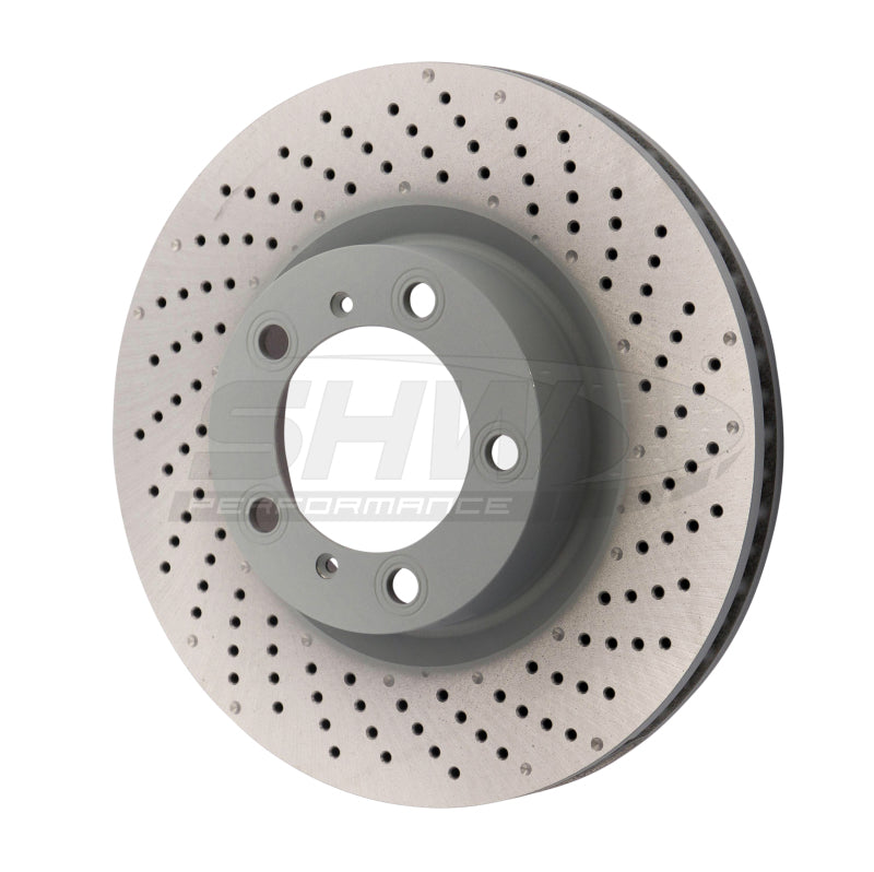SHW Performance SHW without Ceramic Brakes Right Drill-Dimp MB Brake Rotor 99735140201, Front — Porsche 911 (991/997) — SHW Performance performance part