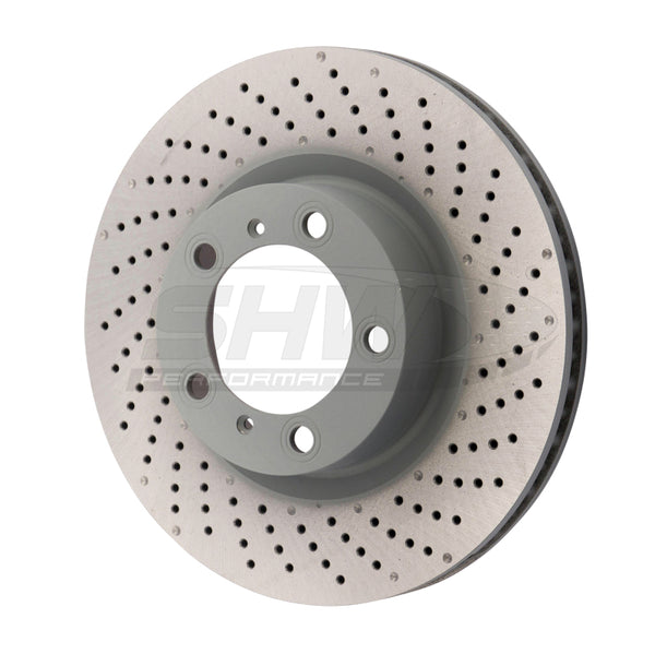 SHW Performance SHW without Ceramic Brakes Right Drill-Dimp MB Brake Rotor 99735140201, Front, Porsche 911 (991/997)