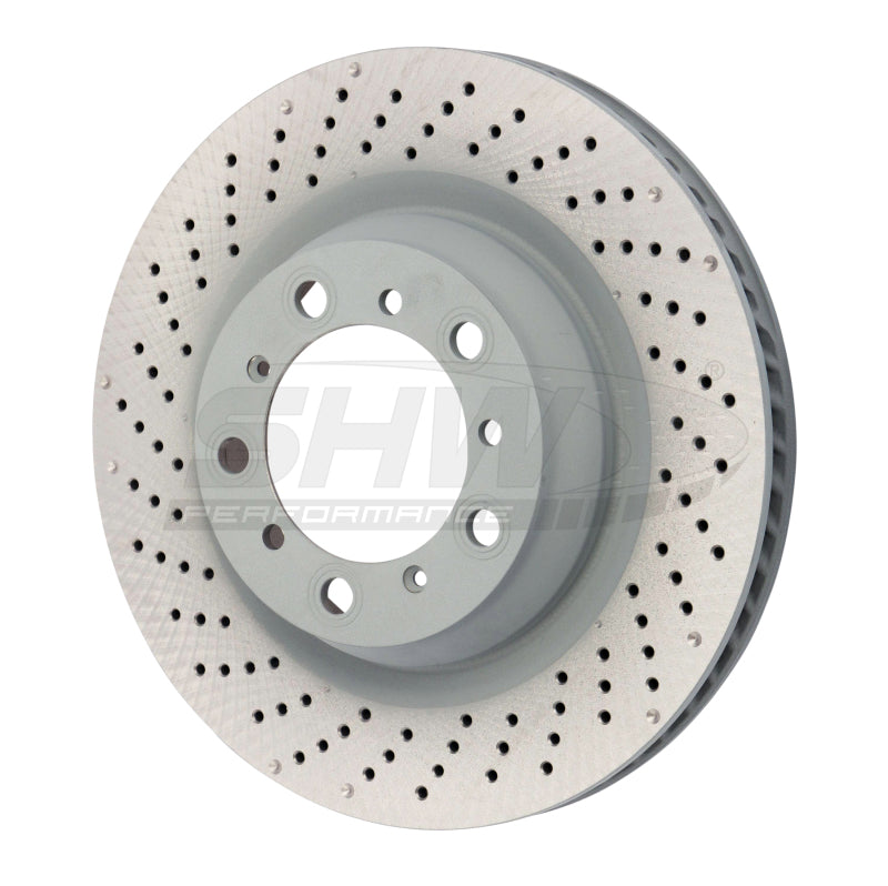 SHW Performance SHW without Ceramic Brakes Left Drilled MB Brake Rotor 98135240300, Rear — Porsche Boxster Spyder (981) — SHW Performance performance part