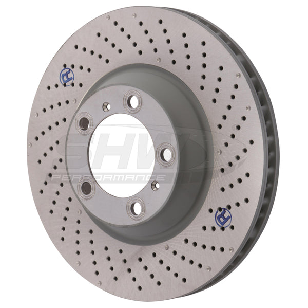 SHW Performance SHW with Center Lock without Ceramic Brake Right Frt Drill-Dimp Rotor 99735140602, Porsche 911 Turbo (991/997)