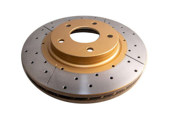 DBA Street Gold Cross-Drilled Slotted Rotor Front