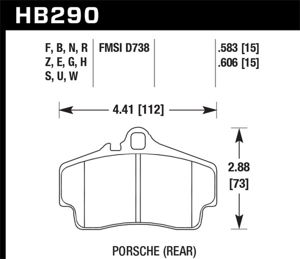 Hawk 2.5L 4 Piston Caliper ER-1 Brake Pads, Rear, Porsche Boxster (986)