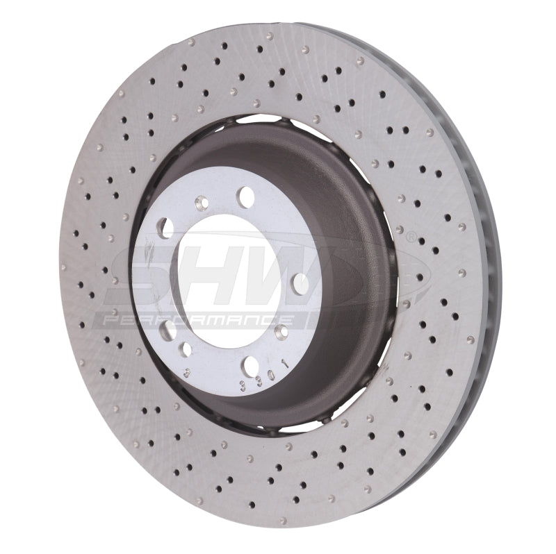 SHW Performance SHW 3.8L without Ceramics Left Drilled-Dimpled LW Brake Rotor 99135240703, Rear — Porsche 911 Turbo (991) — SHW Performance performance part