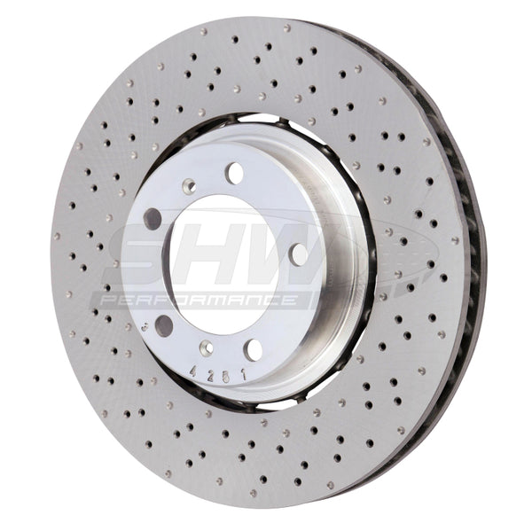 SHW Performance SHW 4 without Ceramic Brake Left Frt Drill-Dimp LW Brake Rotor 9P1615301, Porsche 911 (991)