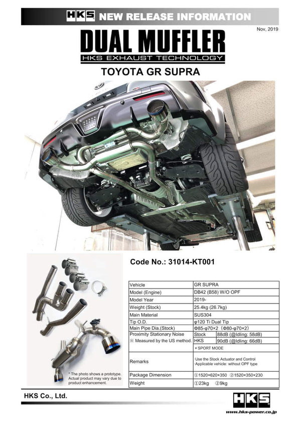Hks Dual Muffler Supra DB42 B58 W/o Opf