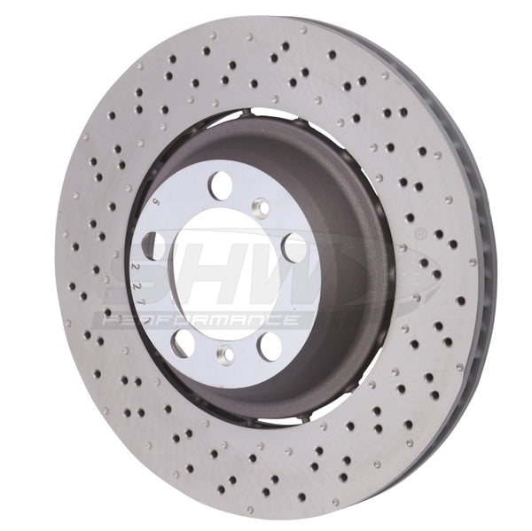 SHW Performance SHW 4.0L without Ceramics Left Drill-Dimp LW Brake Rotor 99135240780, Rear, Porsche 911 GT3 (991)