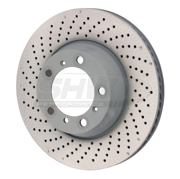 SHW Performance SHW 4GTS 3.8L without Ceramics Left Rr Drill-Dimp MB Brake Rotor 99635240502, Porsche 911 (991)