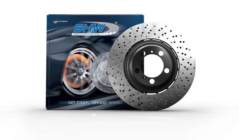 SHW Performance SHW 4.0L Left Drilled-Dimp Lightweight Brake Rotor 98135240781, Rear — Porsche Cayman GT4 (718) — SHW Performance performance part