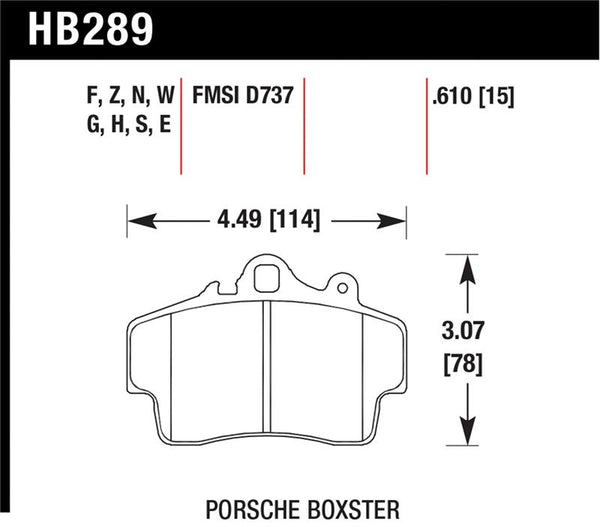 Hawk DTC-60 Compound Brake Pads, Front, Porsche Boxster (986/987)