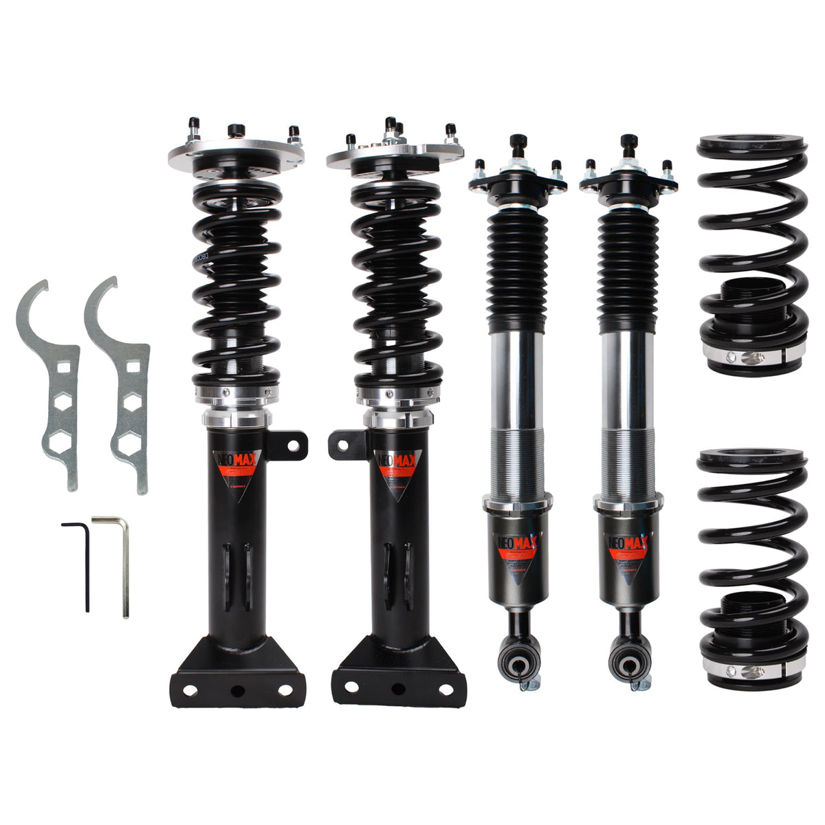 SILVER'S NEOMAX COILOVERS BMW 3 SERIES (E30) WITH E36 FRONT LOWER MOUNTS 1985–1991